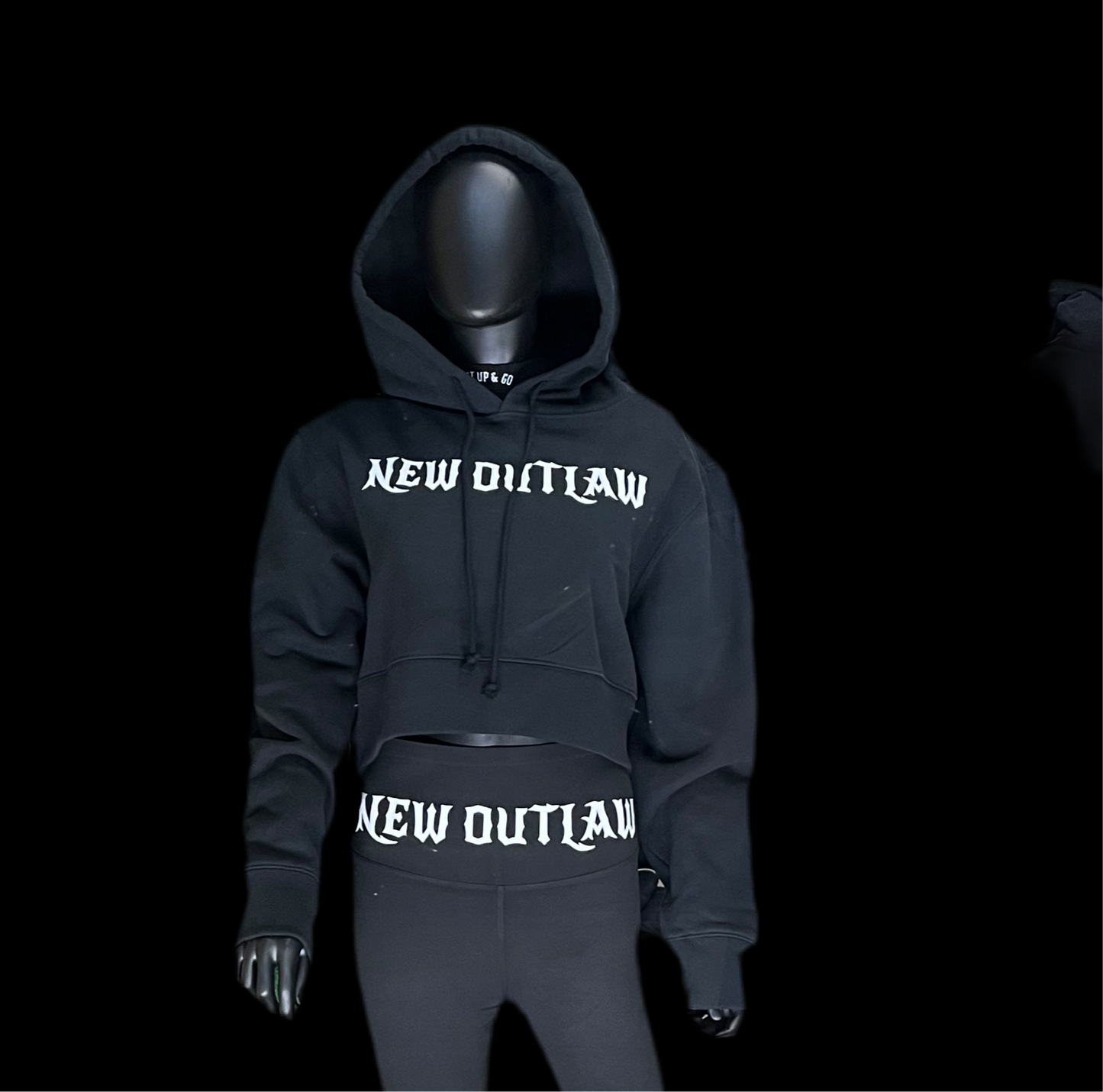 Heavy oversized- Black - Crop - New Outlaw Denim - Black- Hoodie - Red Back Logo